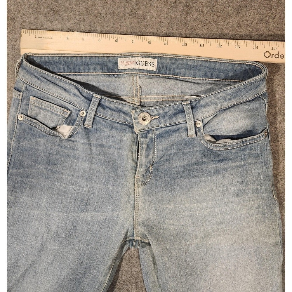 Vintage Y2K Guess Jeans Womens 31 Light Wash Mid Rise Straight Stretch Denim Fox - Picture 2 of 11